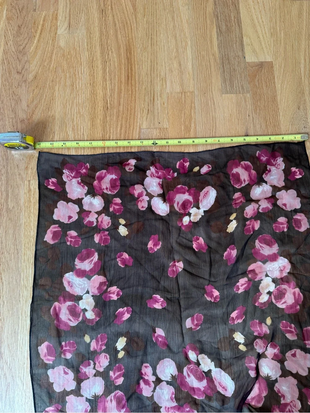 Vintage 1980s/90s Talbots Ann Klein Silk Black Floral Scarf NWT